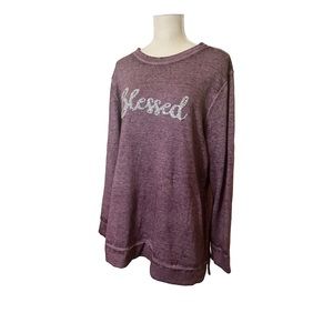 Lane Bryant Blessed Graphic Purple Fleece Sweatshirt 18/20